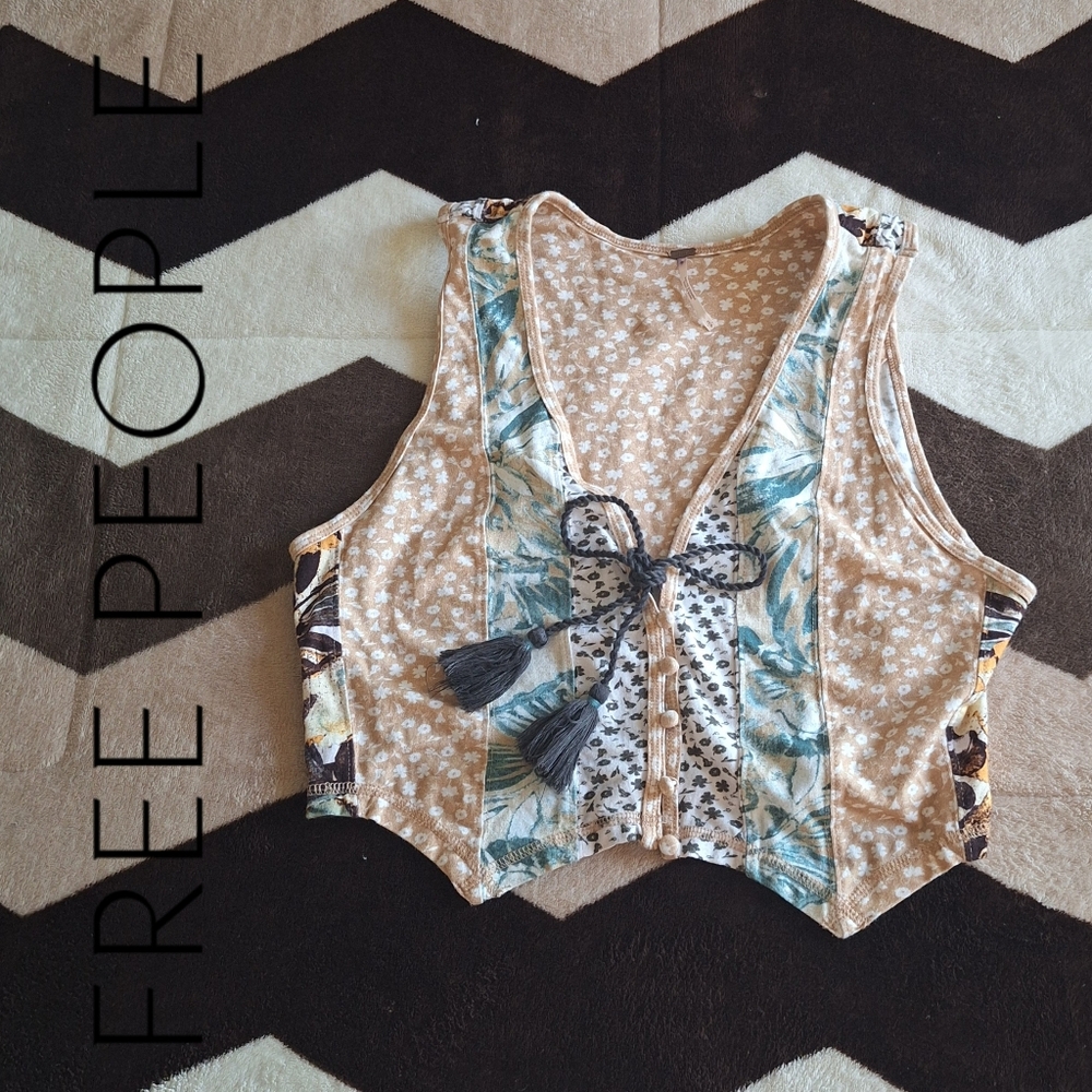 Free People Floral Patchwork Sleeveless Top